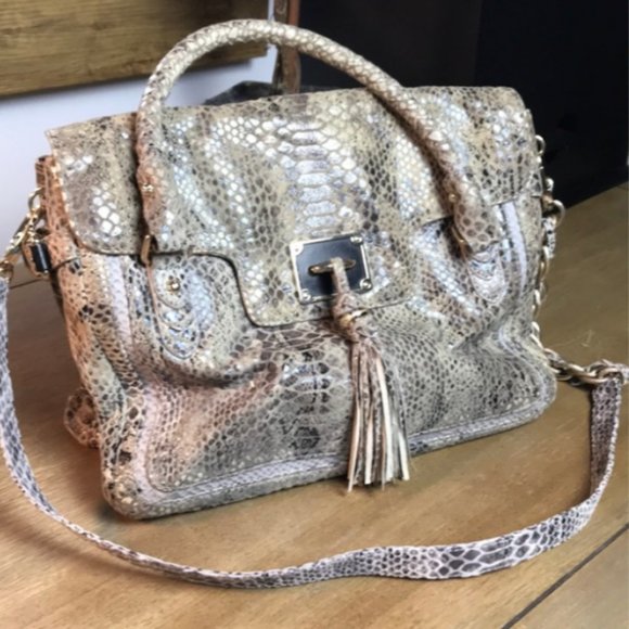 Elliot Lucca Beautiful Snakeskin/Python Print Handbag - Picture 2 of 14
